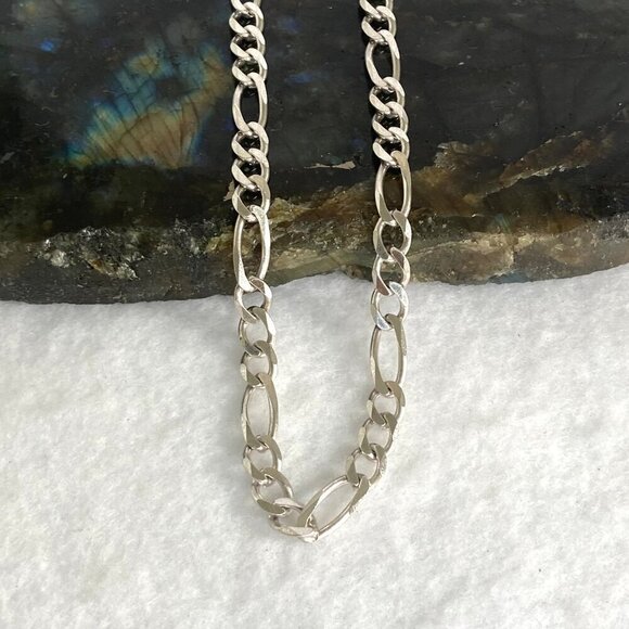 Italian Unisex Sterling Silver 925 5.5mm Figaro Chain Necklace 18" - Picture 15 of 16